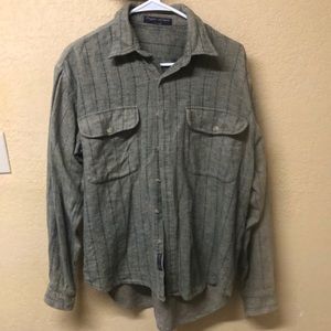 100% cotton Olive Green Casual Button Down Shirt